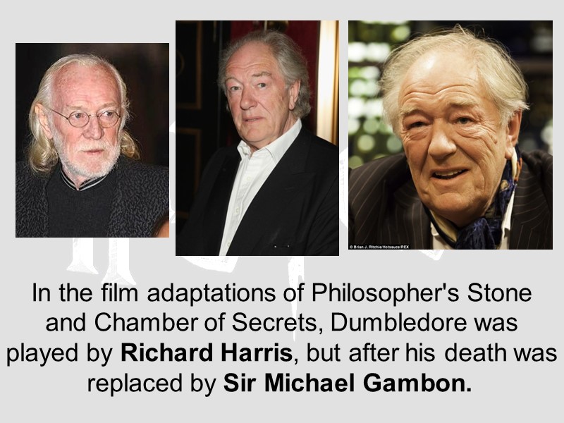 In the film adaptations of Philosopher's Stone and Chamber of Secrets, Dumbledore was played